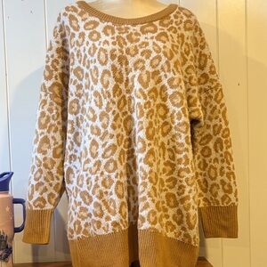 Torrid Tan and Cream Leopard Print Sweater